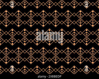 Geometric seamless pattern in line art style. Art deco geometric pattern of golden lines on a black background. Vintage linear style. Design for wallp Stock Vector
