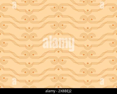 Vintage seamless pattern in geometric linear style. Beige retro pattern in boho style. Design for wallpaper, wrapping paper and banners. Vector illust Stock Vector