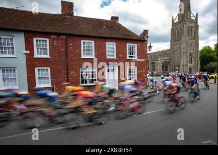 Thaxted, England Uk Gb. 24th May, 2024. Ford Ride London The Classique - a UCI Women's WorldTour road race stage One-24 May 2024 Seen here passing through Thaxted on the 159 km Stage One Saffron Walden to Colchester road race through North Essex. The Classique - a UCI Women's WorldTour road race The world's best teams and riders are returning to take part in Ford RideLondon, a UCI Women's WorldTour race, between Friday 24 May and Sunday 26 May. Credit: BRIAN HARRIS/Alamy Live News Stock Photo