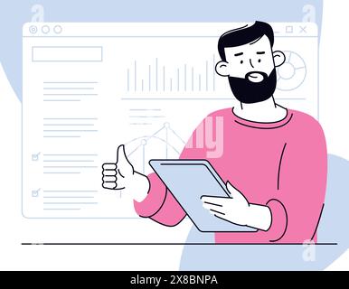 Online management dashboard vector illustration. Stock Vector