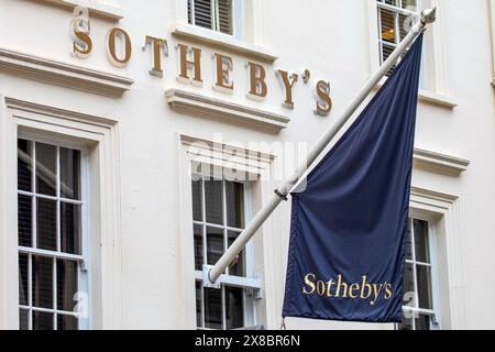 London, UK - March 18th 2024: The exterior of Sotheby’s auction house, located on New Bond Street in Mayfair, London. Stock Photo