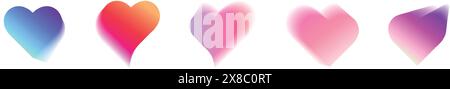 Heart shape with gradient colors and aura blur effect. Y2K aesthetic element with glowing pink. 3D graphic sticker figure. Flat vector illustration Stock Vector