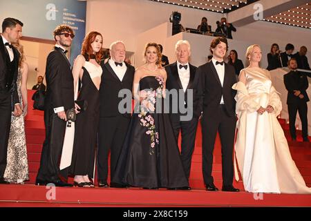 Taylor Jeanne, Penelope Mitchell, Paul Schrader, Alejandra Gere, Richard Gere, Homer James Jigme Gere, Uma Thurman (Burberry) 'Oh, Canada' Cannes Film Festival Screening  77th Cannes Film Festival  May 17, 2024 credit:Jacky Godard/Photo12 Stock Photo