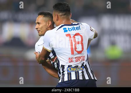 Lima, Peru. 20th May, 2024. Renzo Garces and Jeriel De Santis of Alianza Lima during the Liga 1 match between Alianza de Lima and Deportivo Garcilaso played at Nacional Stadium on January 28, 2024 in Lima, Peru. (Photo by Miguel Marrufo /PRESSINPHOTO) Credit: PRESSINPHOTO SPORTS AGENCY/Alamy Live News Stock Photo