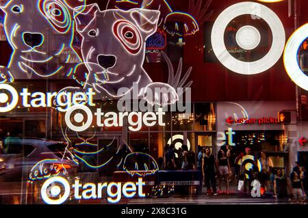 The Target store in Times Square in New York on Wednesday, May 22, 2024. (© Richard B. Levine) Shot with a prism filter Stock Photo