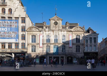 Lille, France - June 22 2020: The Théâtre du Nord is a performance hall located on the Grand'Place. The theater is housed in a former 18th century gua Stock Photo
