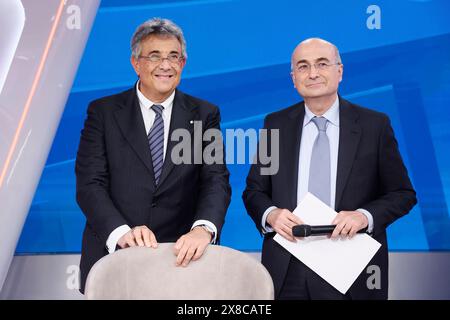 Roma, Italia. 24th May, 2024. RAI Inaugurazione del nuovo studio del TG2 con Il direttore Antonio Preziosi e l'amministratore delegato della RAI Roberto Sergio - Cronaca - Roma, Italia -Venerdì, 24 Maggio 2024 (foto Cecilia Fabiano/LaPresse) RAI New set for news of channel 2 with director Antonio Preziosi and the CEO Roberto Sergio - News - Rome, Italy - Friday, 23 May 2024 (photo Cecilia Fabiano/LaPresse) Credit: LaPresse/Alamy Live News Stock Photo