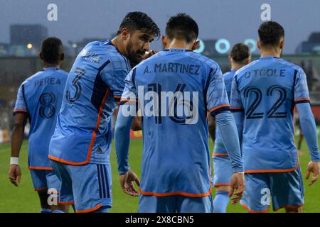 Toronto, ON, Canada - May 11, 2024: New York City FC team players  during MLS match between Toronto FC (Canada) and New York City FC (USA) at BMO Fiel Stock Photo