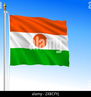 Niger official national waving flag, african country, vector illustration Stock Vector