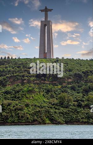 The National Sanctuary of Christ the King, a religious monument dedicated to the Sacred Heart of Jesus located on the bank of Tajo River in the Lisbon Stock Photo