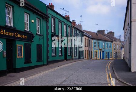 Painted houses in Church Street in Portaferry, Newtownards, Northern Ireland Stock Photo