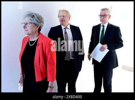 London, UK. 29th Nov, 2019. Image © Licensed to Parsons Media. 29/11/2019. London, United Kingdom. Boris Johnson General Election Campaign Day Twenty Two. Britain's Prime Minister Boris Johnson delivers a press conference with Micheal Gove and Gisela Stuart at the Millbank Tower on Day 22 of his General Election Campaign. Picture by Credit: andrew parsons/Alamy Live News Stock Photo