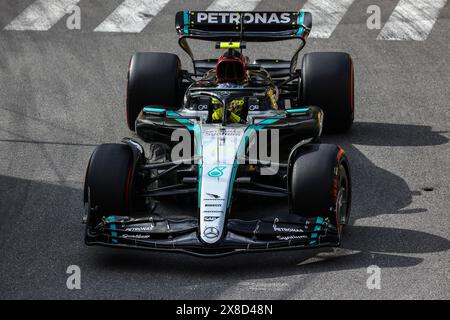 Monte Carlo, Monaco. 24th May, 2024. Lewis Hamilton of Mercedes drives on track during Practice 2 ahead of the F1 Grand Prix of Monaco at Circuit de Monaco on May 24, 2024 in Monte-Carlo, Monaco. (Credit Image: © Beata Zawrzel/ZUMA Press Wire) EDITORIAL USAGE ONLY! Not for Commercial USAGE! Stock Photo