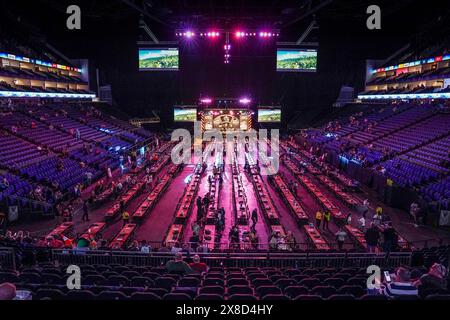 London, UK. 23rd May, 2024. General View inside the O2 as fans start to arrive ahead of the 2024 BetMGM Premier League Darts Play-Offs at The O2 Arena, London, England, United Kingdom on 23 May 2024 Credit: Every Second Media/Alamy Live News Stock Photo