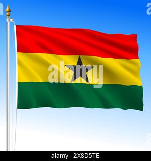 Ghana, official national waving flag, african country, vector illustration Stock Vector