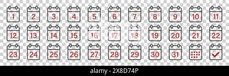 Set of calendar icons on a white background Stock Vector
