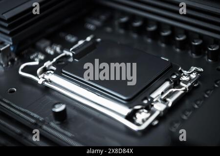 Modern Computer Processor Close Up. Computing Technologies Theme. Stock Photo