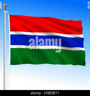 Gambia, official national waving flag, african country, vector illustration Stock Vector