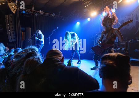 Munich, Germany. 23rd May, 2024. Munich, Germany, May 23rd 2024: Nervosa on stage during the Jailbreak 2024 tour at Backstage Halle, Munich. (Sven Beyrich/SPP) Credit: SPP Sport Press Photo. /Alamy Live News Stock Photo