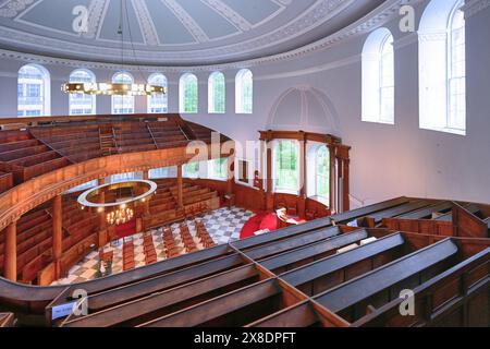 All Saints Presbyterian Church by Newcastle quayside after years  of restoration work showing the beautiful mahogany and oak   woodwork and plastering Stock Photo