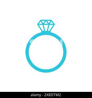 Diamond ring icon. Isolated on white background. From blue icon set Stock Vector
