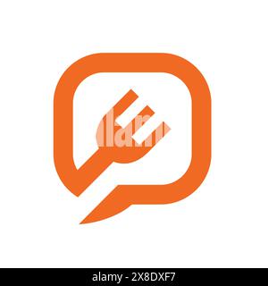 Fork Symbol, Combined With Chat or Speech Bubble, Vector Illustration Design Stock Vector