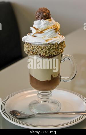 cappuccino with iced coffee, chocolate and whipped cream Stock Photo
