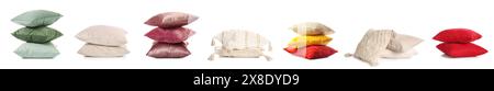 Set of different pillows on white background Stock Photo