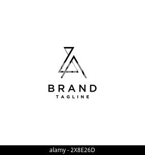 Triangular Geometric Lines Design That Connect To Form The Initials Of The Letter ZA. A minimalist logo design with the initials of the letters Z and Stock Vector