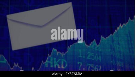 Image of data processing over envelope Stock Photo