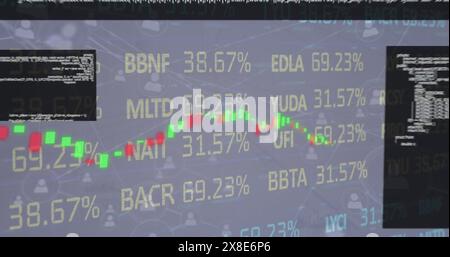 This image shows networks of connections and data processing over screens Stock Photo