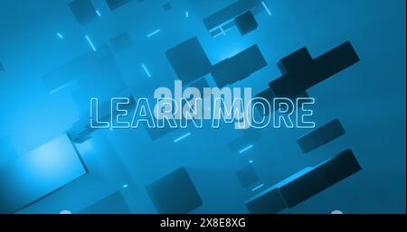 Image of learn more text over blue background Stock Photo