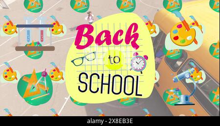Students gathering with their teacher, discussing summer vacations Stock Photo