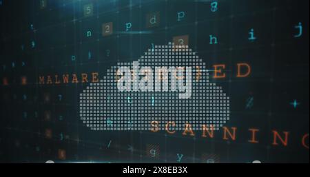 Digital screen displaying MALWARE DETECTED with scanning process in background Stock Photo