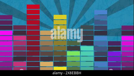 Colorful blocks in various shades forming geometric pattern Stock Photo