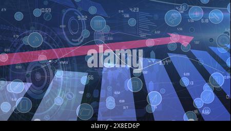 Two individuals analyzing digital data on futuristic screens Stock Photo