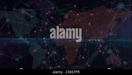 Glowing purple and green spots of light with lens flare moving in hypnotic motion in a seamless loop Stock Photo