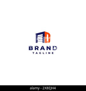 Initial Letter D Next To Garage Door Icon. Simple and bold logo design of Storage Doors and Letter D. Stock Vector