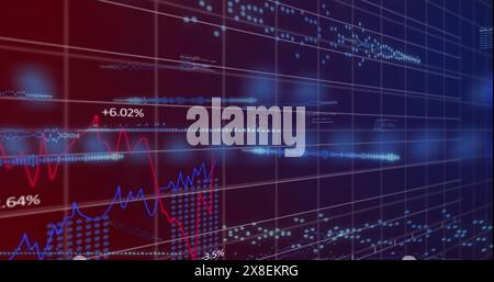 Image of soundwaves with programming language and multiple graphs on grid pattern Stock Photo