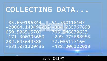 Image of collecting data text with numbers changing on blue background Stock Photo