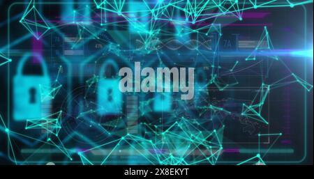 Image of data processing over security padlocks Stock Photo