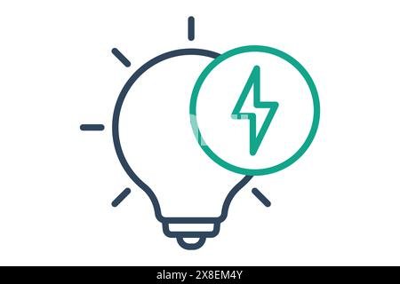 Electricity icon. light bulb with energy. icon related to utilities. line icon style. utilities elements vector illustration Stock Vector