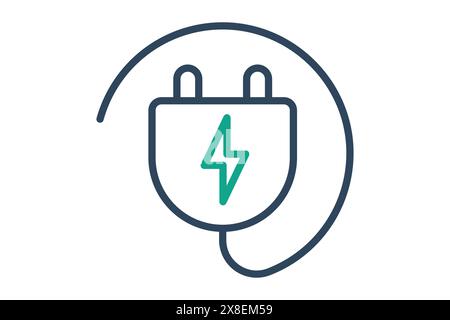Plug icon. plug with energy. icon related to utilities. line icon style. utilities elements vector illustration Stock Vector