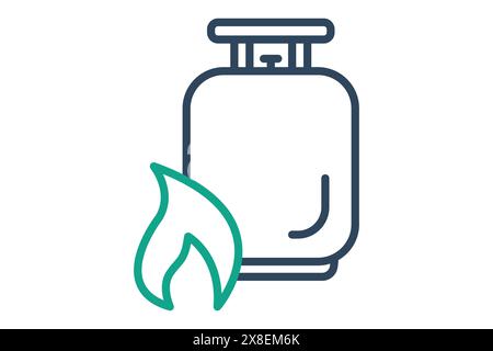 Gas icon. gas cylinder with fire. icon related to utilities. line icon style. utilities elements vector illustration Stock Vector