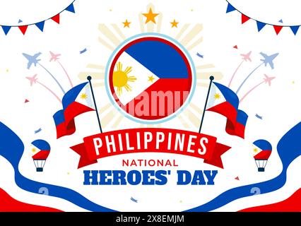 Philippines Heroes Day Vector Illustration on August 29 with Waving ...