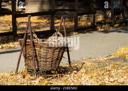 Wicker basket made of twigs Stock Photo