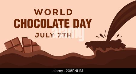 world chocolate day horizontal banner illustration Stock Vector