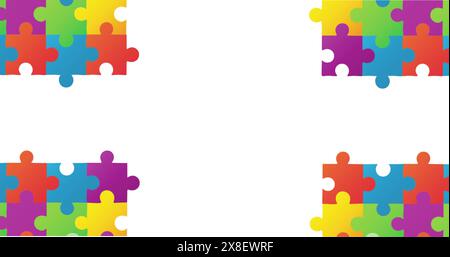 Image of colourful puzzle over white background Stock Photo