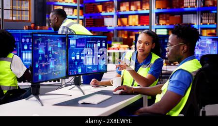 Warehouse Inventory and Suppliers Management On Computer Screen Stock Photo