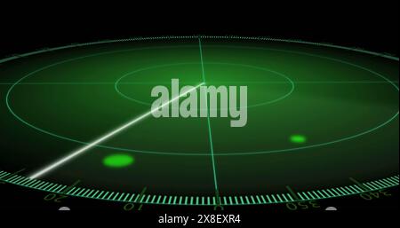 Image of line moving in circles over green background Stock Photo